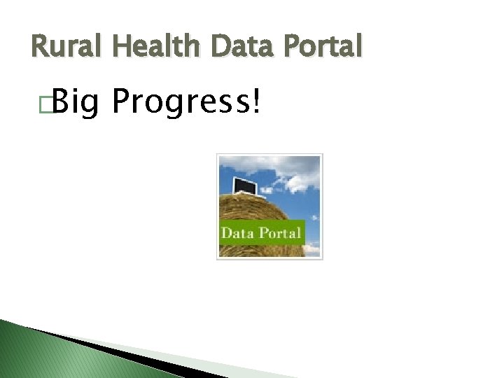 Rural Health Data Portal �Big Progress! 