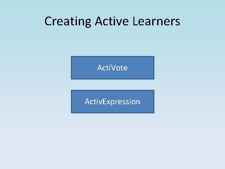 Creating Active Learners Acti. Vote Activ. Expression Creating Active Learners Acti. Vote Activ. Expression