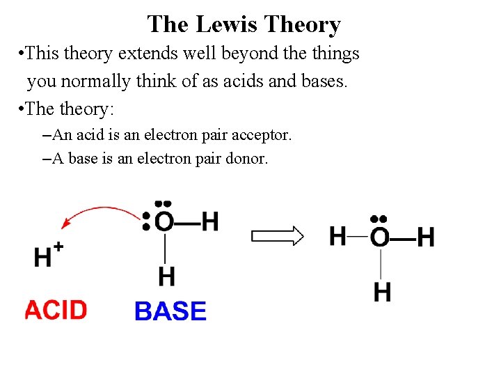 The Lewis Theory • This theory extends well beyond the things you normally think