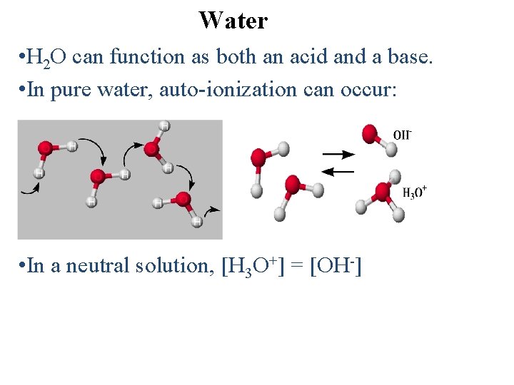 Water • H 2 O can function as both an acid and a base.