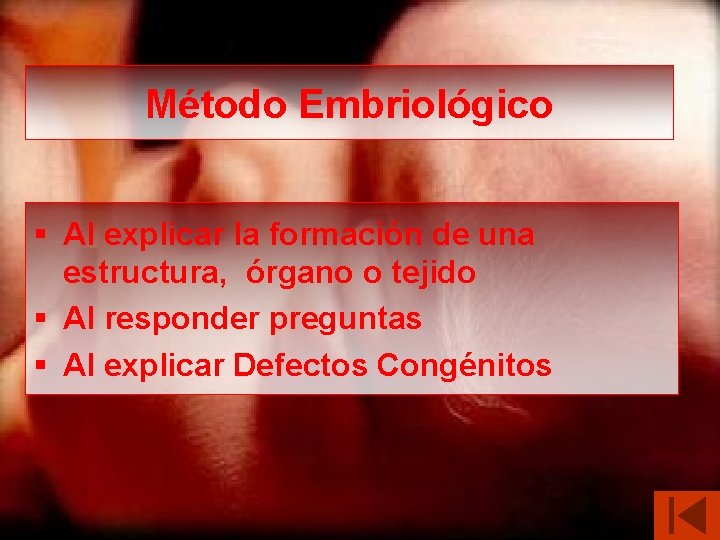 Método Embriológico § Al explicar la formación de una estructura, órgano o tejido §