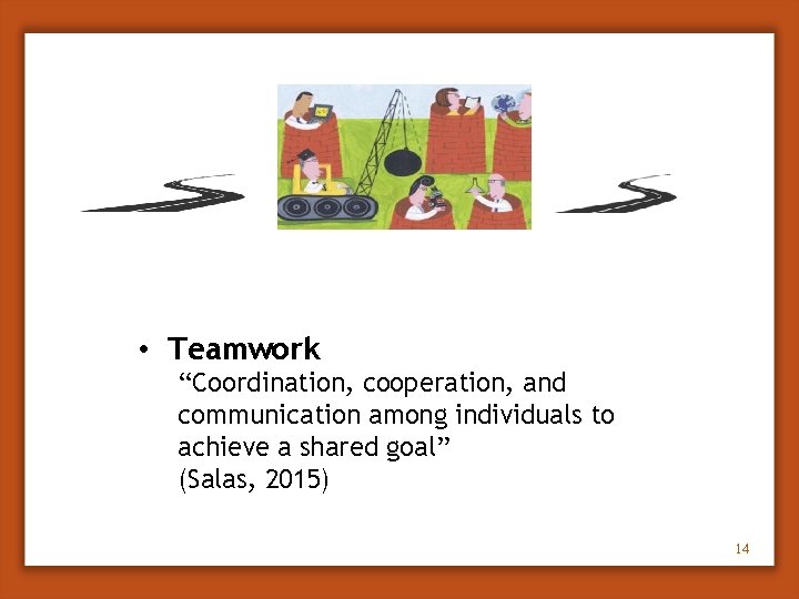  • Teamwork “Coordination, cooperation, and communication among individuals to achieve a shared goal”