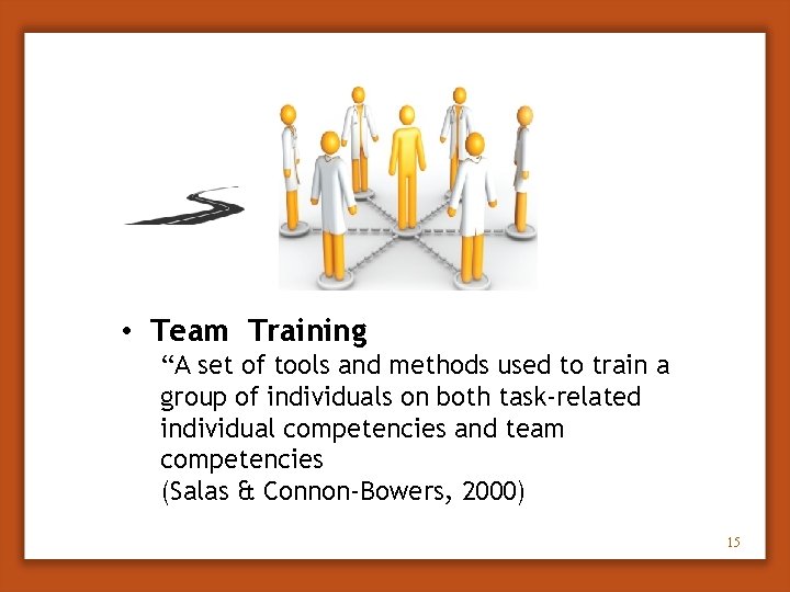  • Team Training “A set of tools and methods used to train a