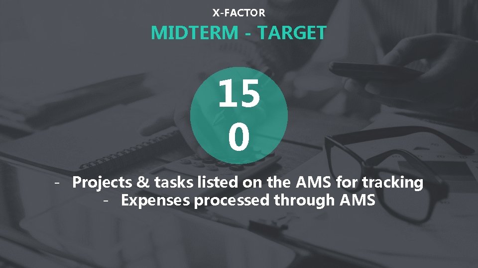 X-FACTOR MIDTERM - TARGET 15 0 - Projects & tasks listed on the AMS