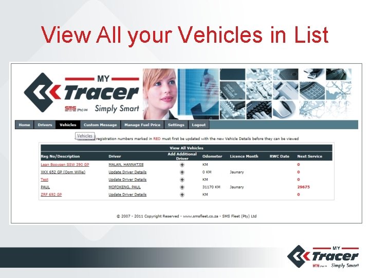 View All your Vehicles in List 