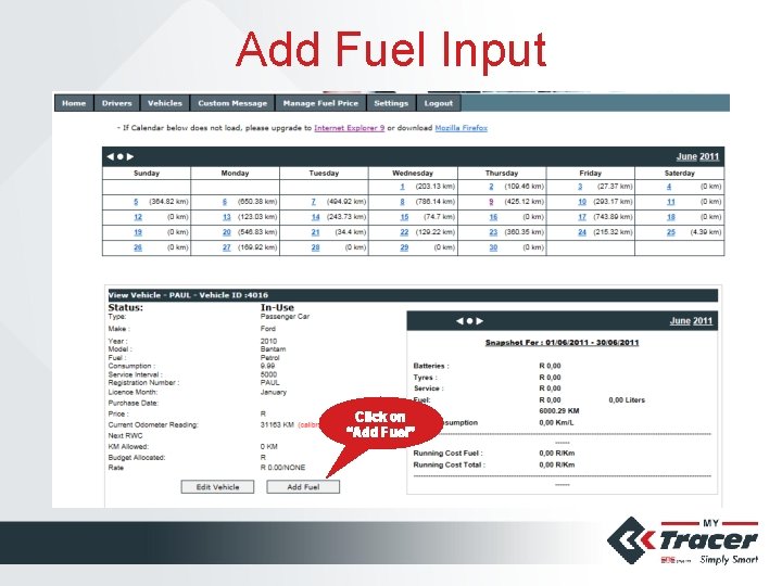 Add Fuel Input Click on “Add Fuel” 