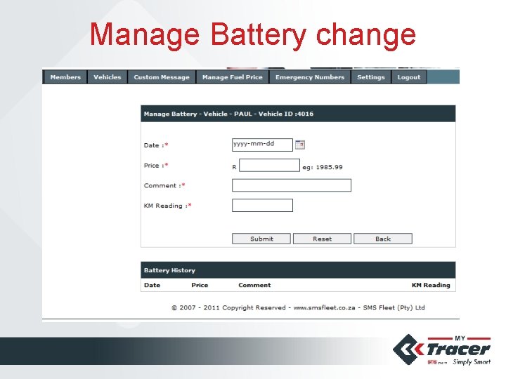 Manage Battery change 