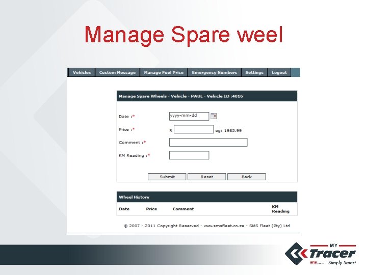 Manage Spare weel 