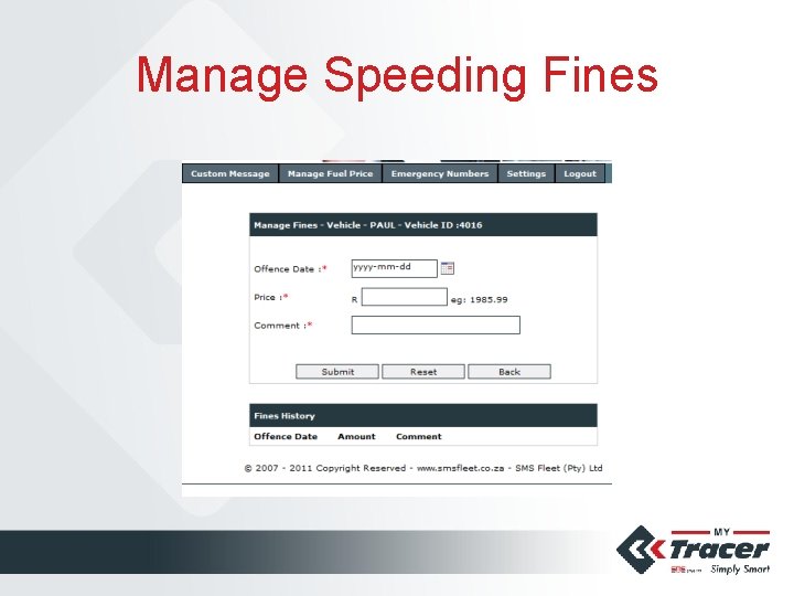 Manage Speeding Fines 