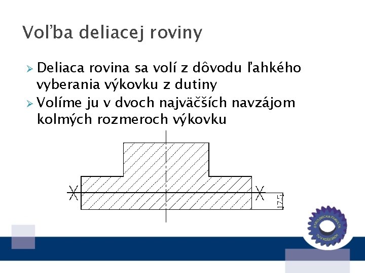 Voľba deliacej roviny Ø Deliaca rovina sa volí z dôvodu ľahkého vyberania výkovku z