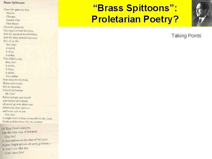 “Brass Spittoons”: Proletarian Poetry? Talking Points 