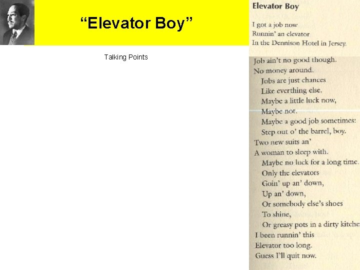 “Elevator Boy” Talking Points “Elevator Boy” Talking Points