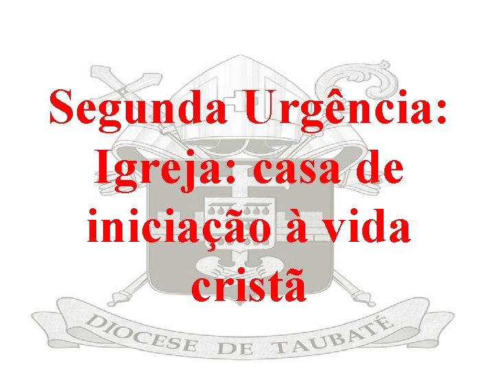 Segunda Urgência: Igreja: casa de iniciação à vida cristã 