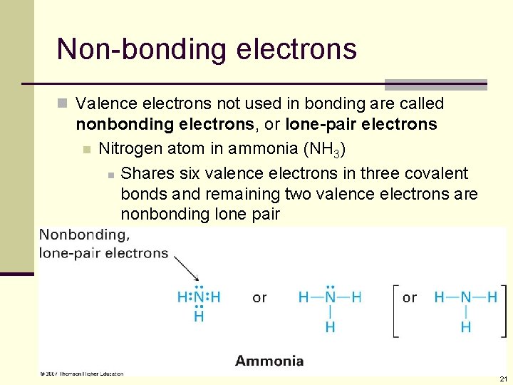 Non-bonding electrons n Valence electrons not used in bonding are called nonbonding electrons, or