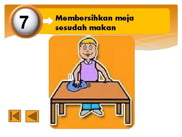 7 Membersihkan meja sesudah makan 