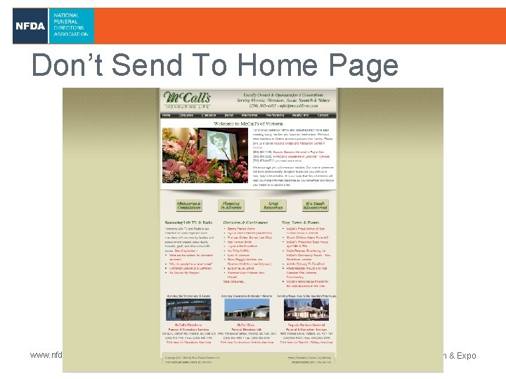 Don’t Send To Home Page www. nfda. org/austin 2013 NFDA International Convention & Expo