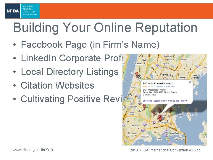 Building Your Online Reputation • • • Facebook Page (in Firm’s Name) Linked. In