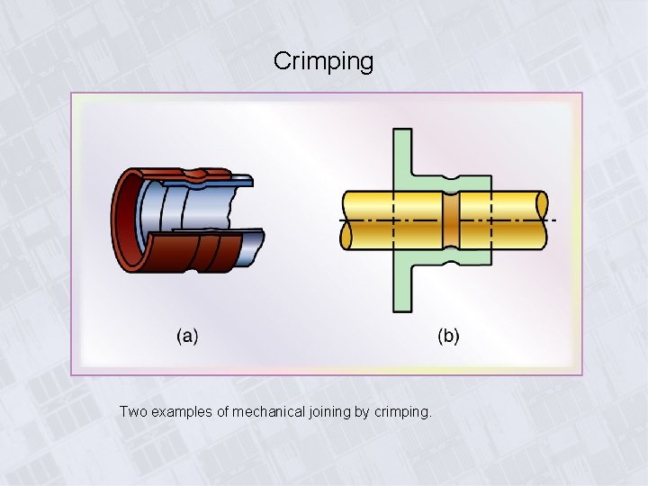 Crimping Two examples of mechanical joining by crimping. 