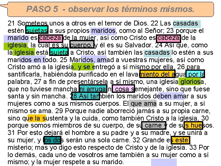 CORRECCION DE TAREA #3 – Efesios 5: 21 -33 PASO 54 - -observar los