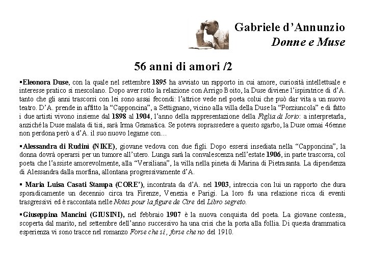 Gabriele d’Annunzio Donne e Muse 56 anni di amori /2 §Eleonora Duse, con la