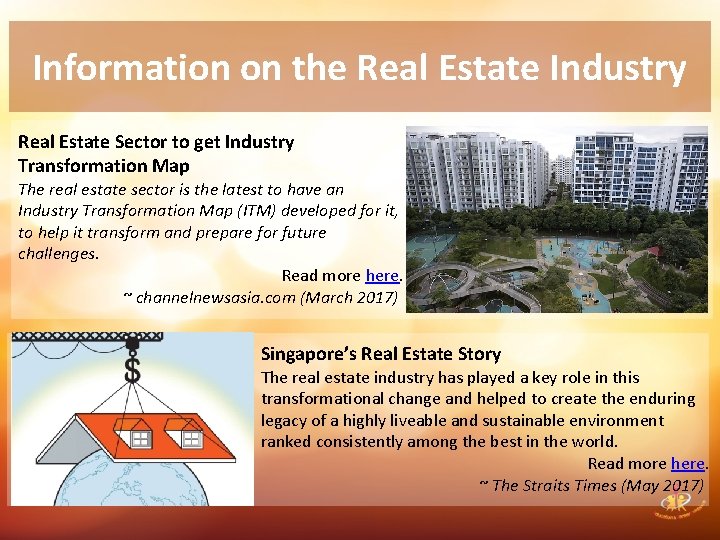 Information on the Real Estate Industry Real Estate Sector to get Industry Transformation Map