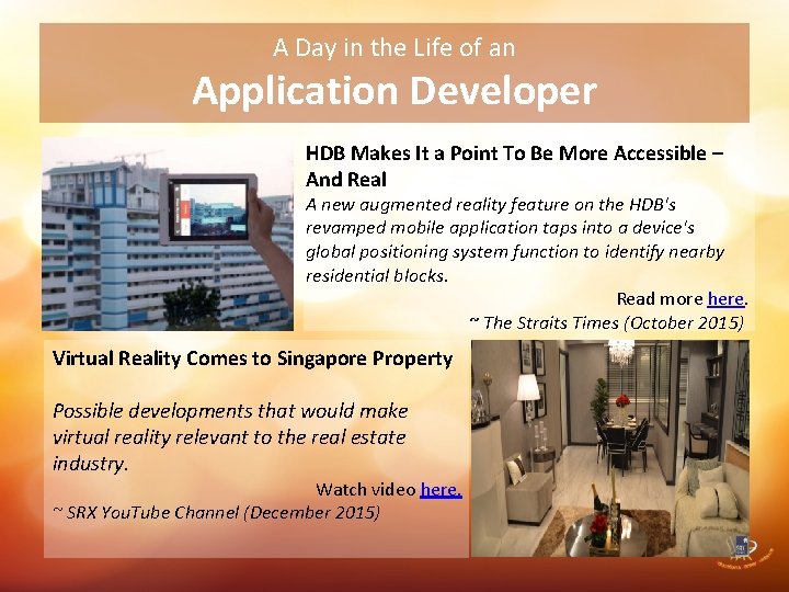 A Day in the Life of an Application Developer HDB Makes It a Point