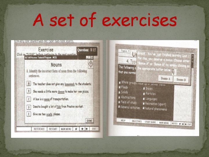 A set of exercises 