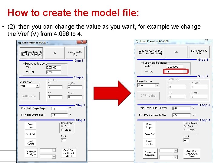 How to create the model file: • (2), then you can change the value