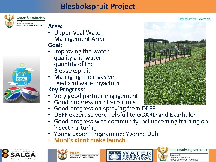 Blesbokspruit Project Area: • Upper-Vaal Water Management Area Goal: • Improving the water quality