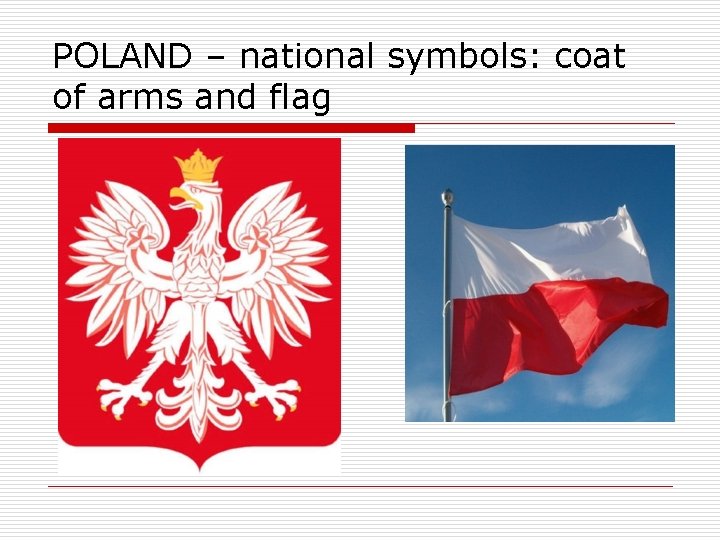 POLAND – national symbols: coat of arms and flag 