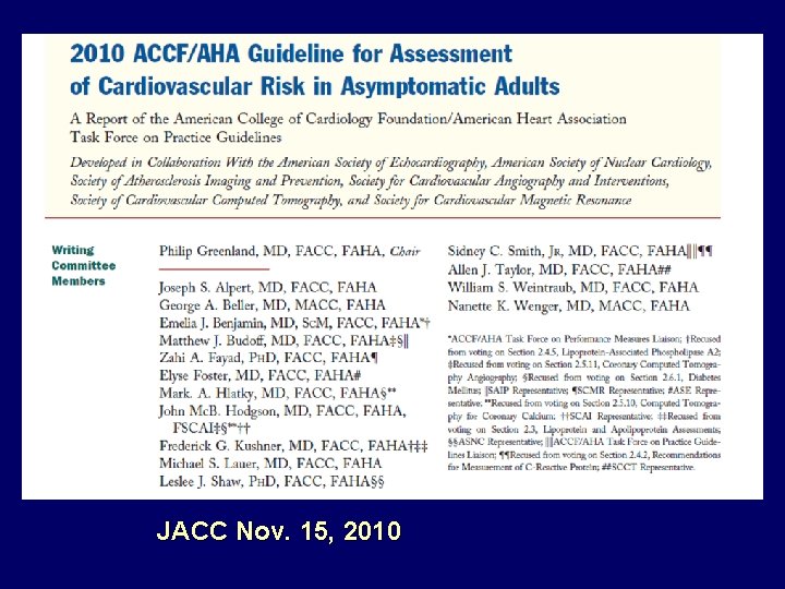 JACC Nov. 15, 2010 