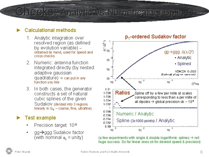 Checks: Analytic vs Numerical vs Splines ► Calculational methods 1. Analytic integration over resolved