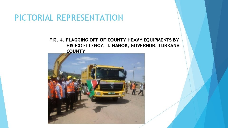 PICTORIAL REPRESENTATION FIG. 4. FLAGGING OFF OF COUNTY HEAVY EQUIPMENTS BY HIS EXCELLENCY, J.
