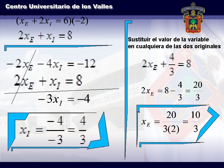 Sustituir el valor de la variable en cualquiera de las dos originales 