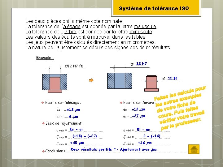 Système de tolérance ISO Les deux pièces ont la même cote nominale. La tolérance