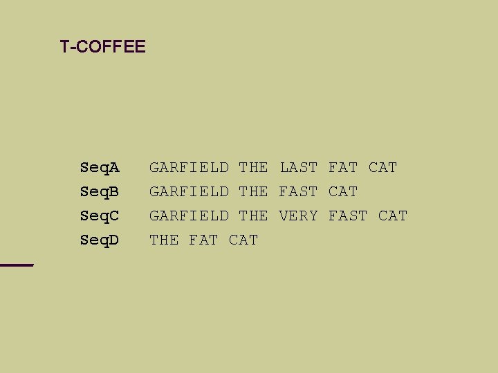 T-COFFEE Seq. A Seq. B Seq. C Seq. D GARFIELD THE LAST FAT CAT