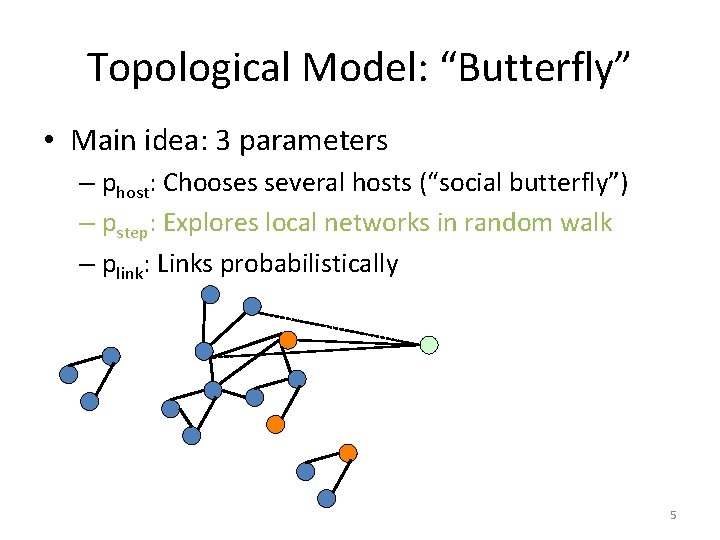 Topological Model: “Butterfly” • Main idea: 3 parameters – phost: Chooses several hosts (“social