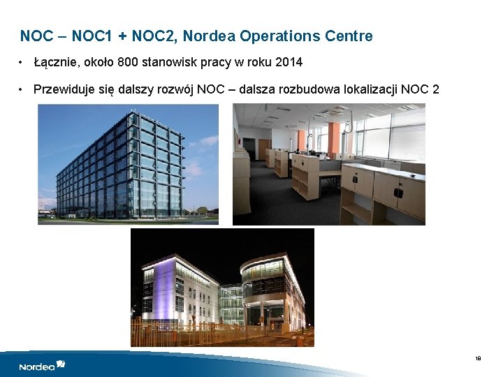 NOC – NOC 1 + NOC 2, Nordea Operations Centre • Łącznie, około 800