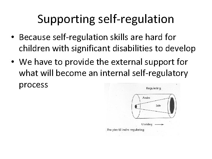 Supporting self-regulation • Because self-regulation skills are hard for children with significant disabilities to