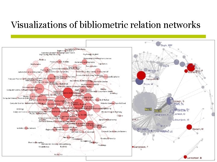 Visualizations of bibliometric relation networks 