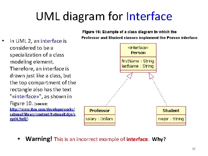 UML diagram for Interface • In UML 2, an interface is considered to be