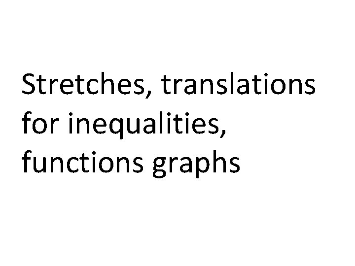 Stretches, translations for inequalities, functions graphs 