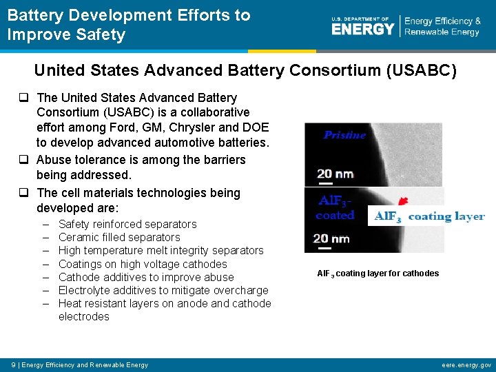Battery Development Efforts to Improve Safety United States Advanced Battery Consortium (USABC) q The