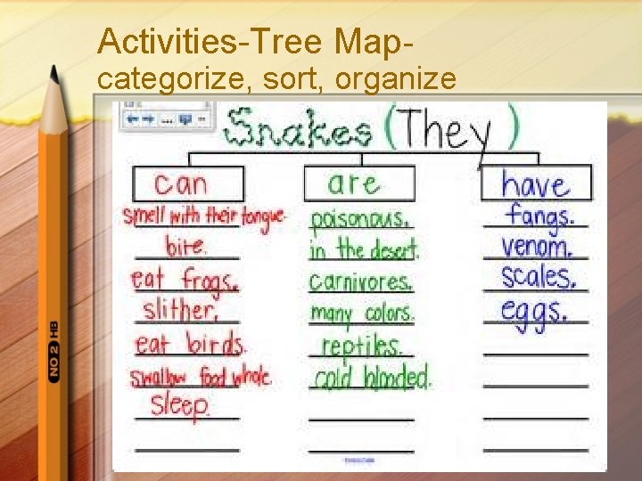 Activities-Tree Map- categorize, sort, organize 