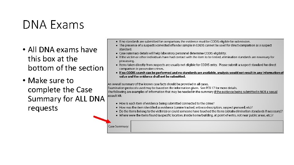 DNA Exams • All DNA exams have this box at the bottom of the
