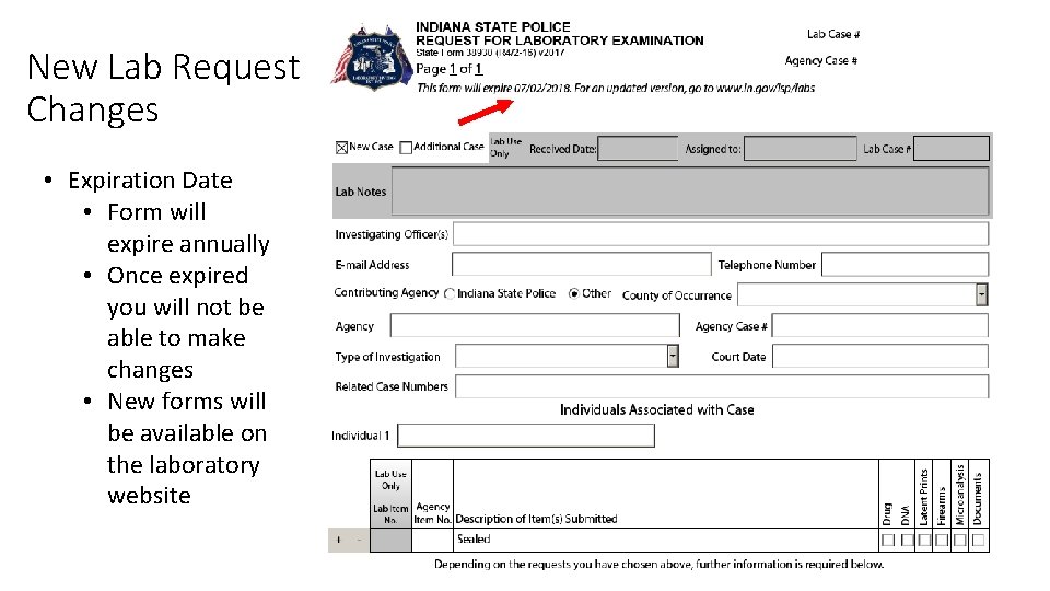 New Lab Request Changes • Expiration Date • Form will expire annually • Once