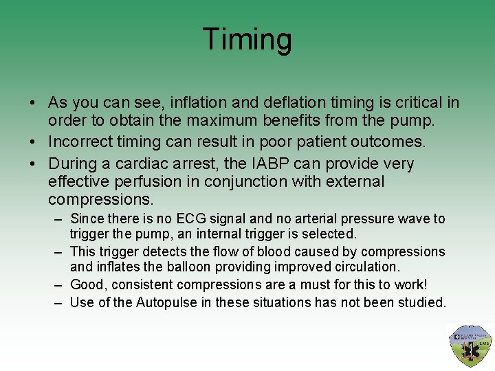 Timing • As you can see, inflation and deflation timing is critical in order