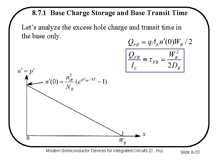 8. 7. 1 Base Charge Storage and Base Transit Time Let’s analyze the excess