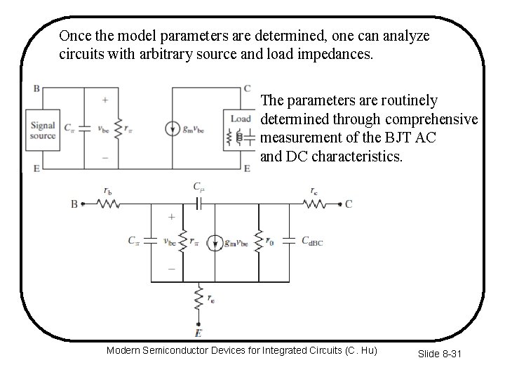 Once the model parameters are determined, one can analyze circuits with arbitrary source and