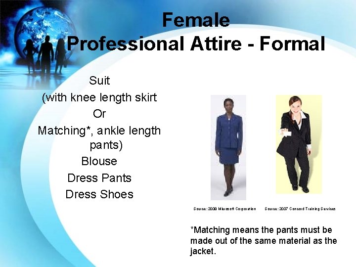 Female Professional Attire - Formal Suit (with knee length skirt Or Matching*, ankle length